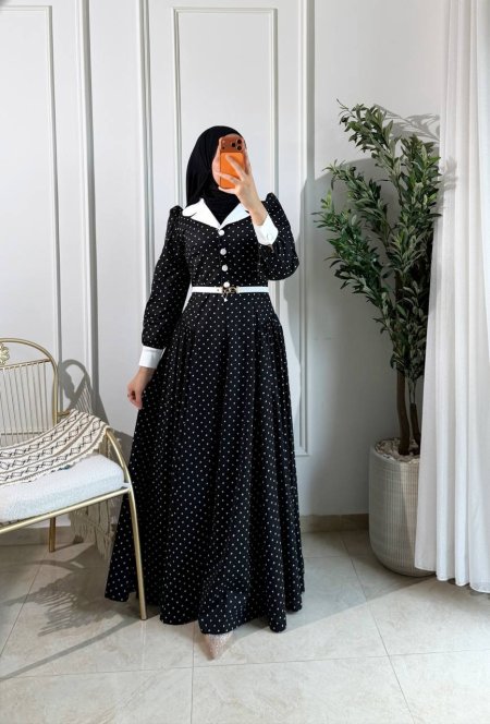 فستان ابيض واسود