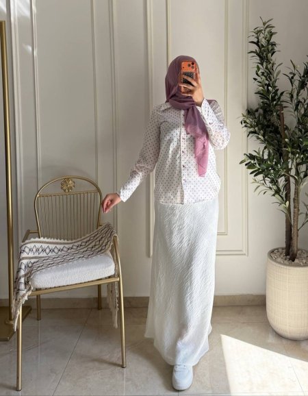 طقم تنورة ابيض